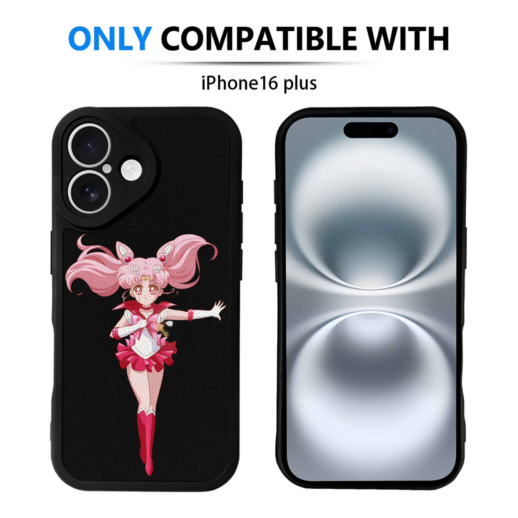 （画像用） 美少女戦士セーラームーン ちびうさ Sailor Moon Chibiusa Tsukino Usagi Small Lady Serenity 【iPhone 16シリーズ対応】シリコンスマホケース（レザー調） 材質：シリコン